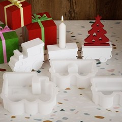 3PCS silicone epoxy resin mold 3D gypsum train candlestick soap gypsum DIY suit