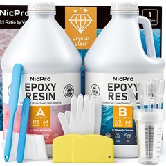 Nicpro 1 Gallon Crystal Clear Epoxy Resin Kit, High Gloss & Bubbles Free Resi…