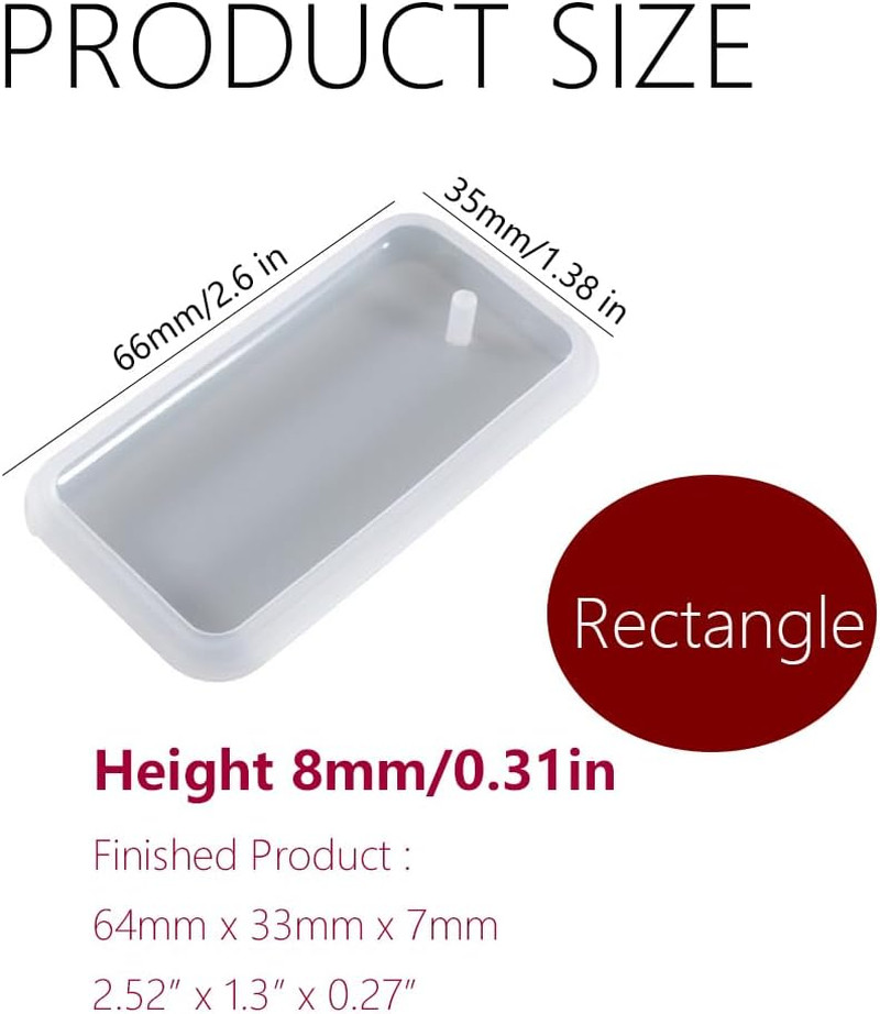 20 PCS Rectangle Jewelry Casting Molds, Silicone Pendant Keychain Resin Mold…