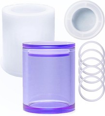 Cylinder 1 lid and 5 Rings Sealed Storage Box Silicone Resin Mold Vase Bottle…