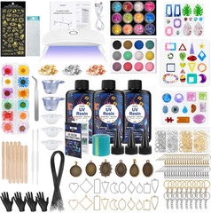 UV Resin Jewelry Making Kit, 300G Crystal Clear Resin with Light and Molds, DIY