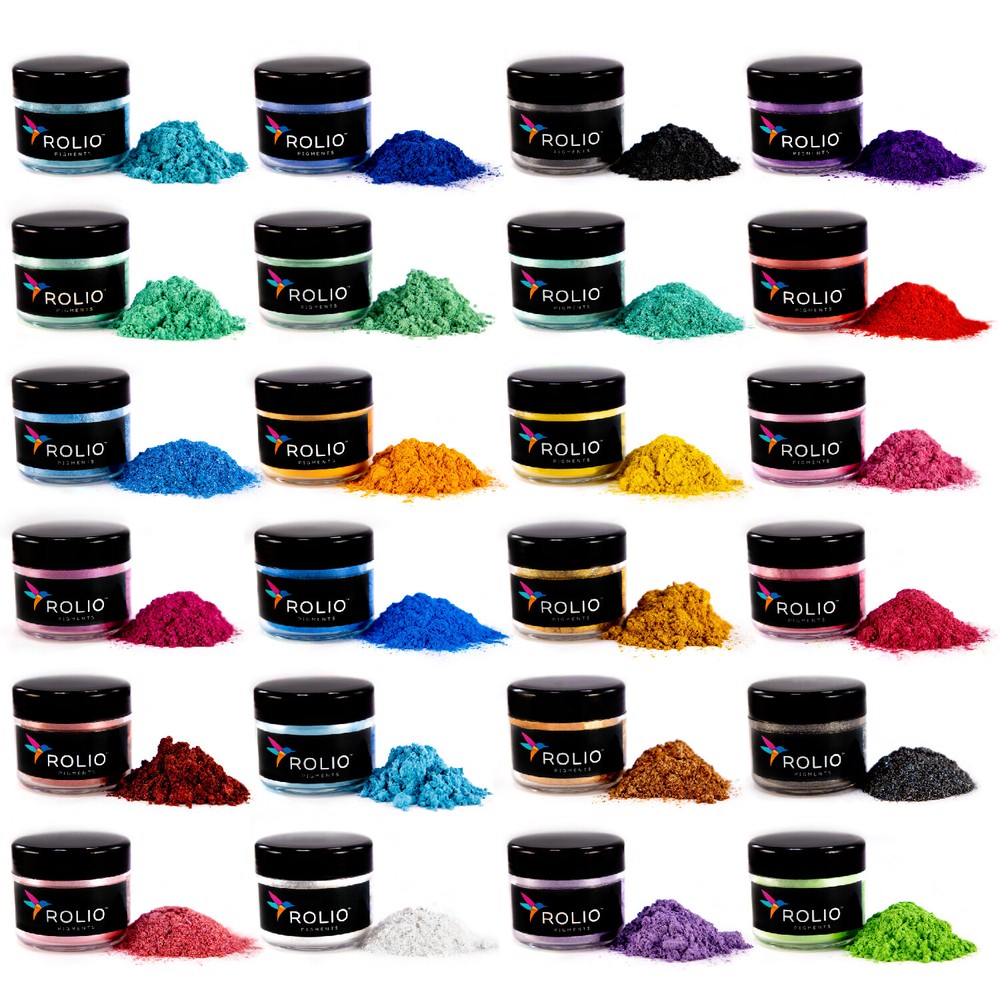 Rolio Mica Powder – For Epoxy Resin, Slime, Candle, Soap, Cosmetic Making-24Jars