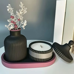 4Pcs Silicone Molds Oval Tray Mold, Vase Mold, Jar Mold for Resin Plaster Cement