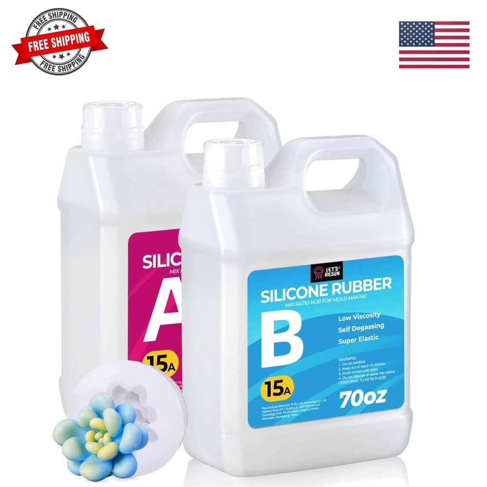 Silicone Mold Making Kit Liquid Silicone Rubber 140oz/1 Gallon Translucent Cl…