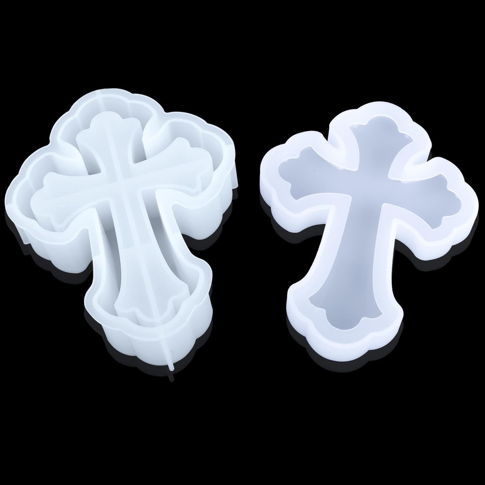 Fancy Cross Box Resin Silicone Mold, Jar Storage Mould with Lid for Ornament