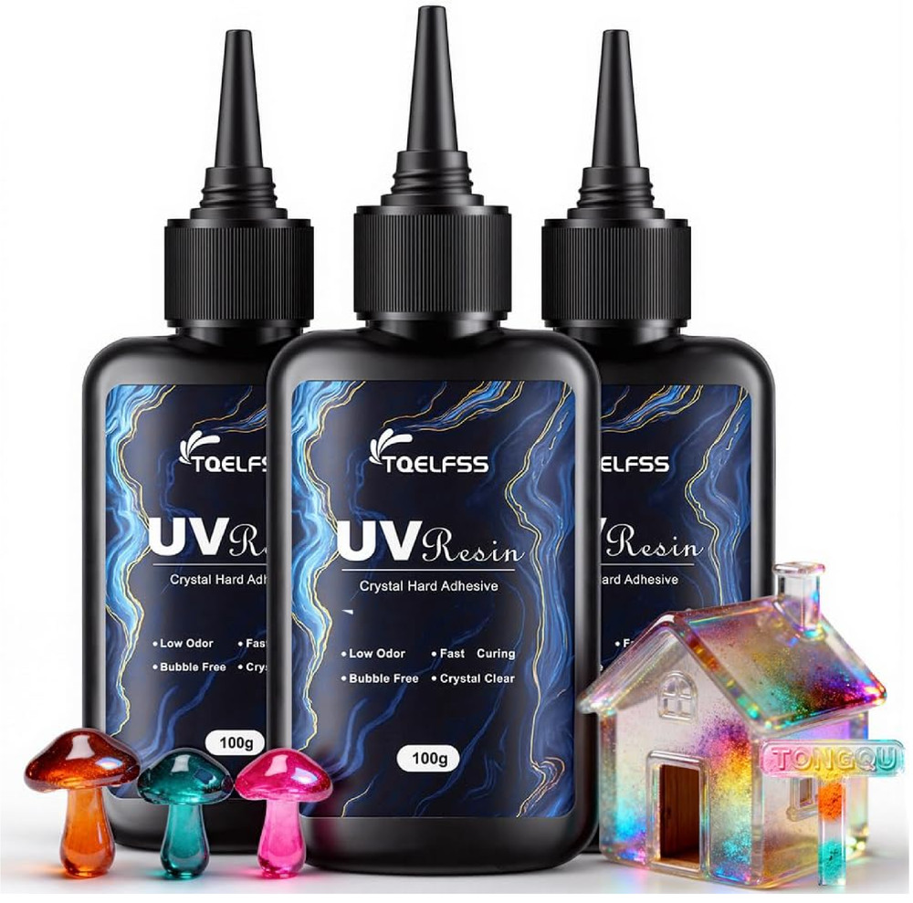 300g UV Resin,Crystal Clear,Hard UV Curing epoxy Resin, Upgraded Formula,odorles