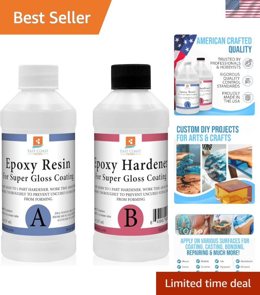 Self-Leveling Epoxy Resin 16 oz Kit for Super Gloss Finish on Multiple Surfaces