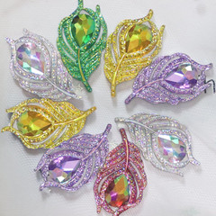 50 Pcs 38Mm Feather Resin Accessories Flatback Rhinestone,For Tumblers, Bottles,