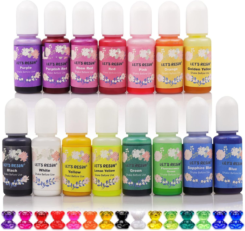 LETS RESIN Epoxy Resin Dye15 Color Translucent Multicolor