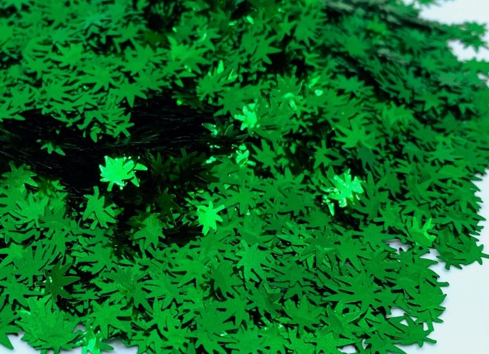 Cannabis Pot weed leaf Shape Glitter marijuana green, neon, purple white. Silver