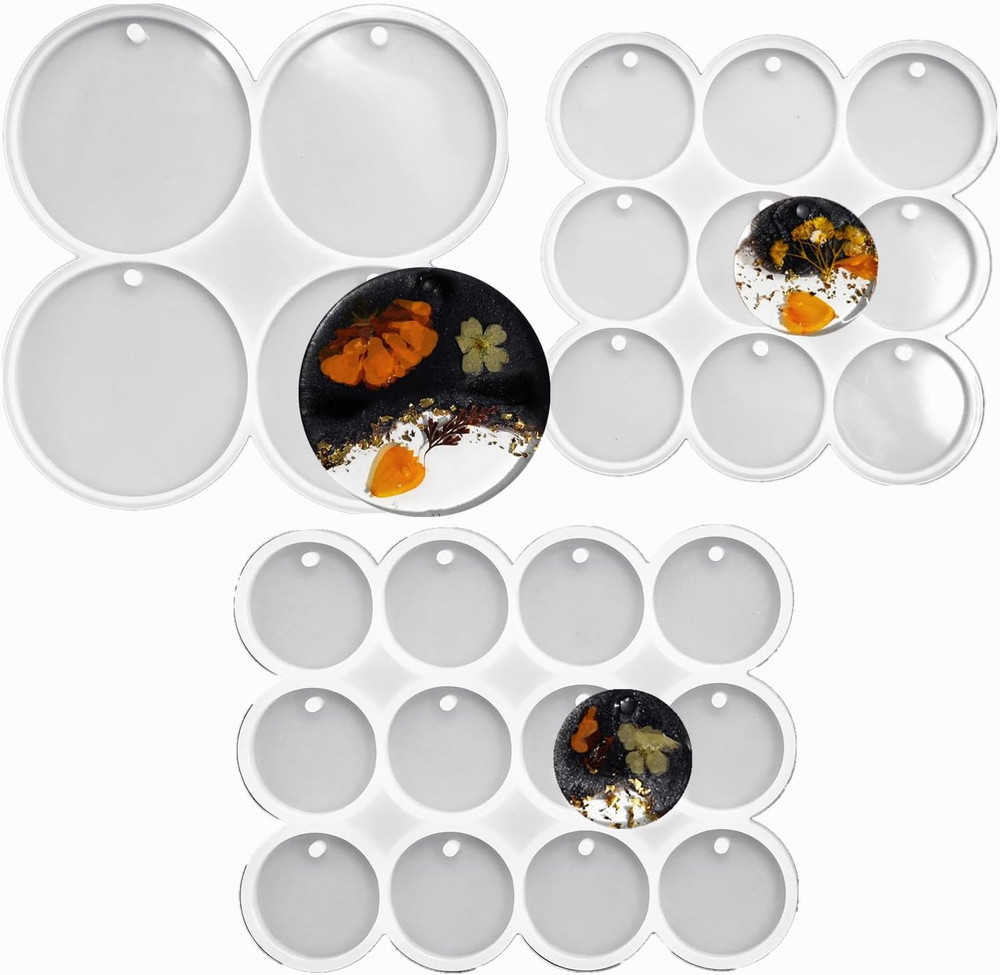 25-Cavity Circle Silicone Mold Set of Large + Medium + Small round Silicone Mold