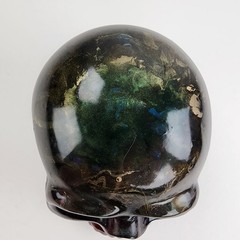 Handmade Multicolor Gold Dusted Epoxy Skull Red & Green