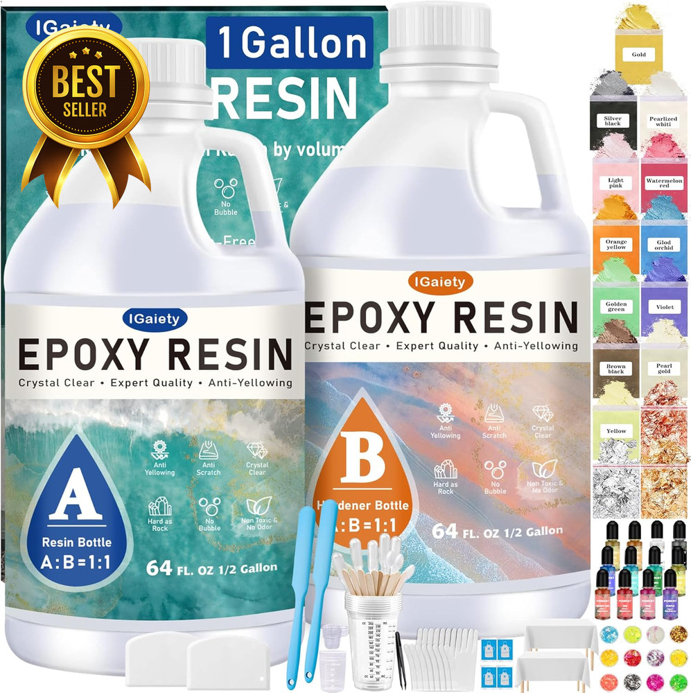 1 Gallon Clear Epoxy Resin Kit Self Leveling High Gloss Casting Deep Pour Crafts