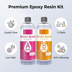 Epoxy Resin Kit Crystal Clear 1:1 Self Leveling No Bubble for Crafts Tables 32oz