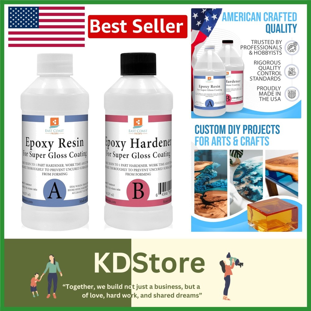 Crystal Clear Epoxy Kit – Super Gloss, Water-Resistant Coating for Art, Furni…