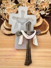 Scarf draped-Jesus Cloth on Cross silicone mold, handmade for crafts