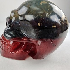 Handmade Multicolor Gold Dusted Epoxy Skull Red & Green