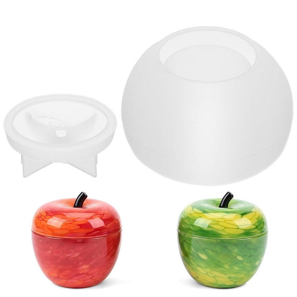 Silicone Apple Jar Resin Mold with Lid Stem – Epoxy Craft Mold