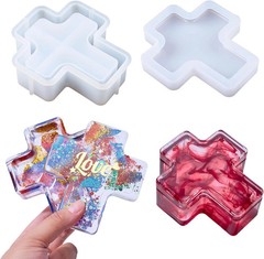 Cross Box Silicone Resin Molds with Lid Jar Storage Mold for Epoxy Resin Clay Ca