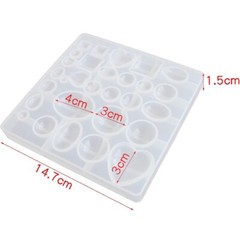 35PCS DIY Silicone Resin Mold Jewelry Casting Epoxy Pendant Tray Mould Craft Kit
