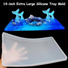 14-Inch Extra Large Silicone Tray Mold Heavy Duty Thickened Resin Epoxy Tray