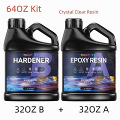 Crystal Clear Epoxy Resin 64oz Kit – Self-Leveling – 1A:1B 2 Part
