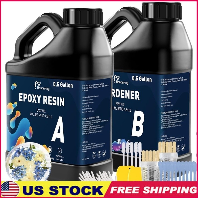 Epoxy Resin Kit Crafts 1:1 Mix Low Odor Self Leveling Non Yellowing Accessories
