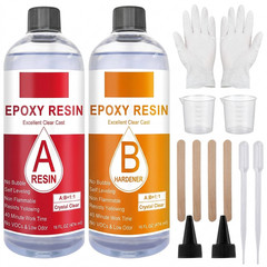 Epoxy Resin Kit Crystal Clear 1:1 Self Leveling No Bubble for Crafts Tables 32oz
