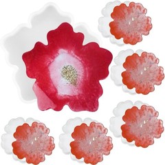 6 PCS Flower Silicone Resin Molds Large Resin Tray Mold Flower Shape Coaster …