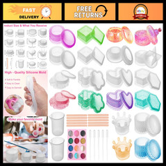 46 Pcs Resin Jar Molds with Lids – Silicone Storage Box for DIY Crafts & Jewelry