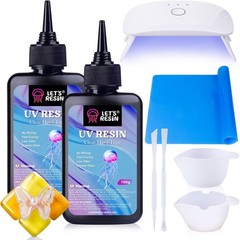 Jewelry Making UV Resin Set with Light, Silicone Mat, and Mixing Accessories
