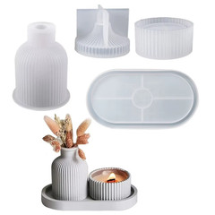 4Pcs Silicone Molds Oval Tray Mold, Vase Mold, Jar Mold for Resin Plaster Cement
