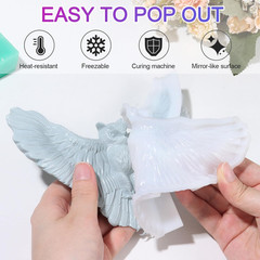 3D Crystal Owl Silicone Mold Winged Owl Resin Mold for Epoxy/Uv Resin Casting, D