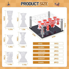 DIY Kit Include 1 Chess Piece Holder Metal and 16 Silicone Chess Molds for Epoxy