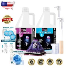 Self-Leveling 1 Gallon Epoxy Resin Kit Crystal Clear Casting Bubble Free Craft