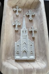 Silicone Mold Mould- Easter Church & Cross “Faith” Craft Art Resin Clay Epoxy