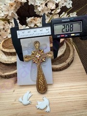 Golden cross Lace Fleur-de-lis silicone mold, handmade for crafts