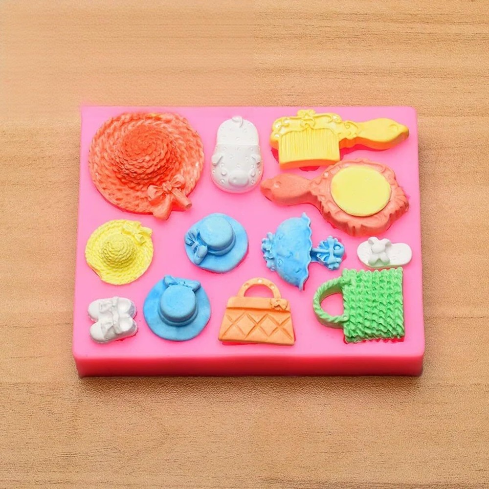 Silicone Miniature Doll Accessories Mold Purse Hat Mirror Resin •🇺🇸 US Seller‼