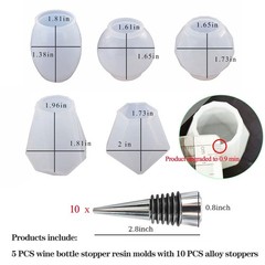 15 Pcs Resin Wine Bottle Stopper Molds Set | Silicone Molds for Epoxy Resin