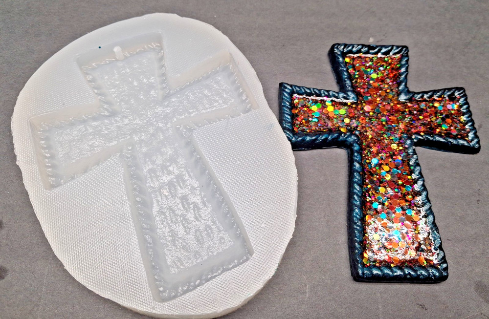 Textured Cross handmade silicone mold for crafts