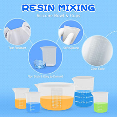 Silicone Resin Mixing Measuring Cups for Resin Supplies, 600ml/20oz Bowl, 250 &