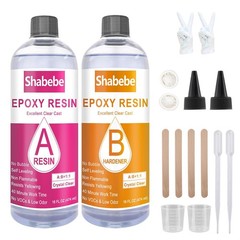 Epoxy Resin 32oz Crystal Clear Not Yellowing Self Leveling Casting Kit Shabebe