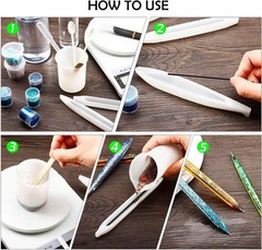 3Pcs Pen Resin Mold, Epoxy Resin Molds with 45Pcs Ink Pen Refills,Ballpoint Pen