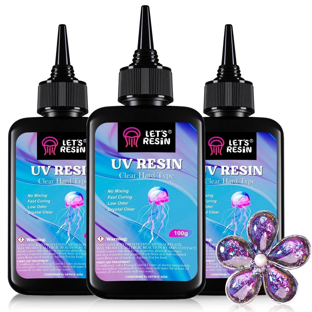 LET’S RESIN UV Resin, 300g Low Viscosity Crystal Clear Thin UV Resin Kit, Quick-