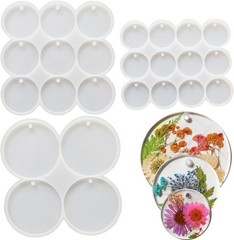 Flat Circle Resin Molds, 3Pcs Silicone Round small, medium, large, white