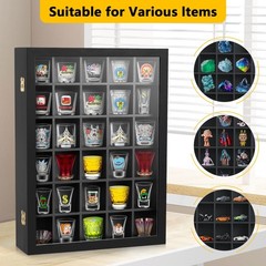 30 Shot Glass Display Case Wall Mounted, Shot Glass Holder with Door and Remo…