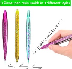 3Pcs Pen Resin Mold, Epoxy Resin Molds with 45Pcs Ink Pen Refills,Ballpoint Pen