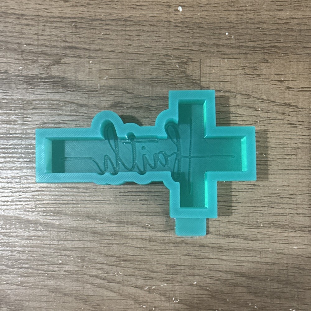 Faith Cross Freshie Mold – Religious Silicone Mold, Handmade 4.5” x 2.5” Mold