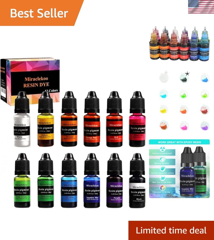 Mixable 12 Color Epoxy Resin Pigment Kit, 10ml Each – Ideal for Jewelry & Crafts