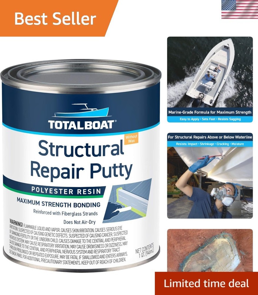 High-Strength Fiber Reinforced Polyester Putty – Quick Setting 32 Oz for Repairs